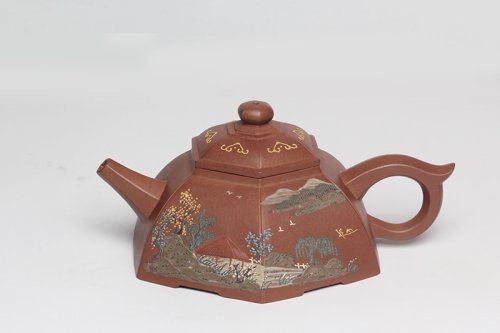 魏顺妹紫砂壶 六方斗笠 