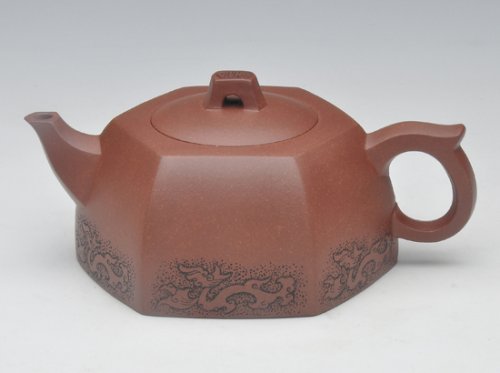 董岳峰紫砂壶 六方井栏 