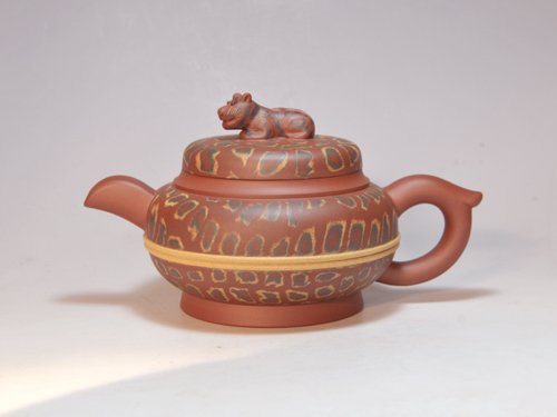 吴祥大紫砂壶  藏龙卧虎  400CC  绞泥 