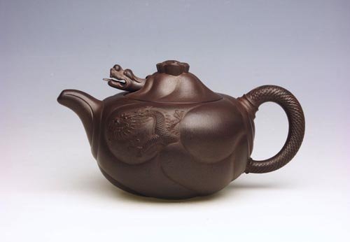 周忠兴紫砂壶 环龙三脚 