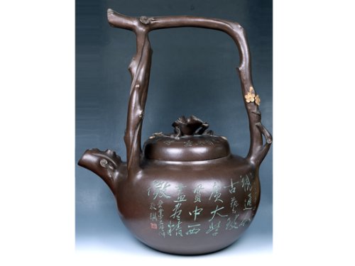 周奇鸣紫砂壶 悲鸿提梁壶 
