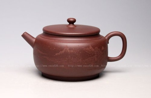 吴建平紫砂壶 《德福》泥料：底槽清 容量250cc 吴越刻绘 