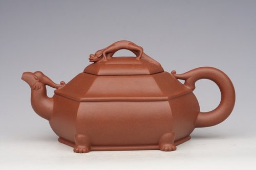 张生荣紫砂壶 三兽壶 清水泥 