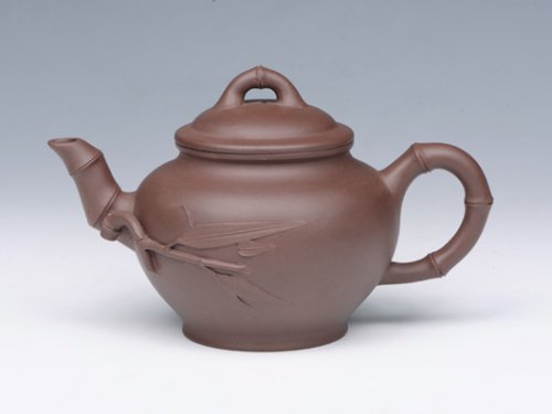 钱红月紫砂壶 竹节 