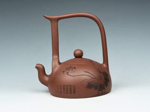 陆慧军紫砂壶 半月提梁 
