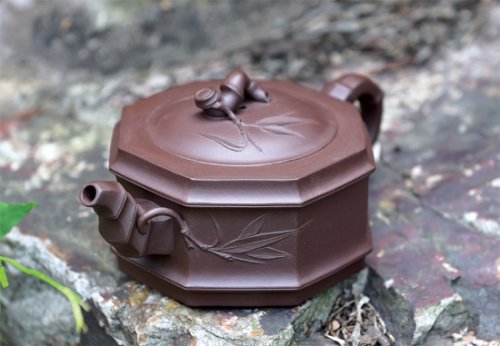 恽建军紫砂壶 八方锦竹 