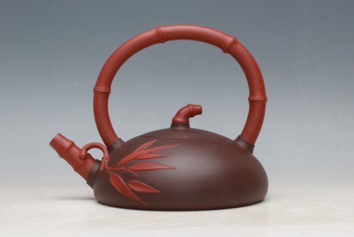 魏兰花紫砂壶 双色提梁 