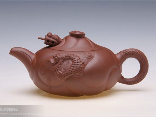 许敏芳紫砂壶 鱼化龙 