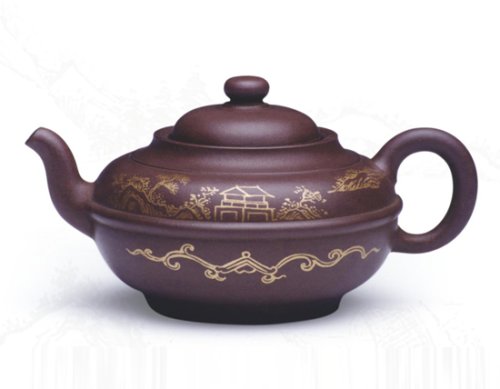 陈国伟紫砂壶 束腰描金壶 容量：... 