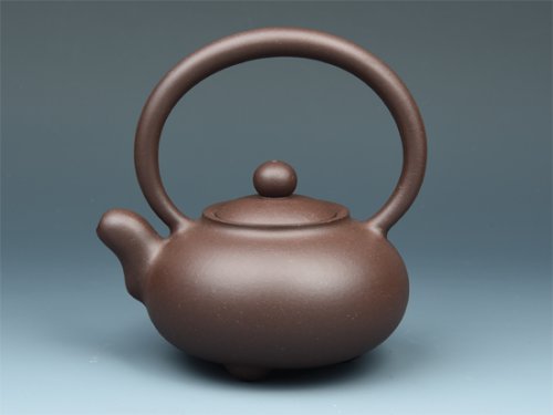 朱菊华紫砂壶 圆珠提梁 