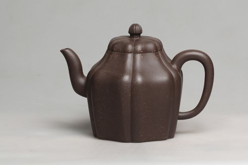 方小利紫砂壶 六方抽角 