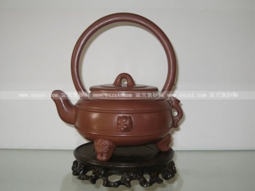 周伟平紫砂壶 玉璧提梁 