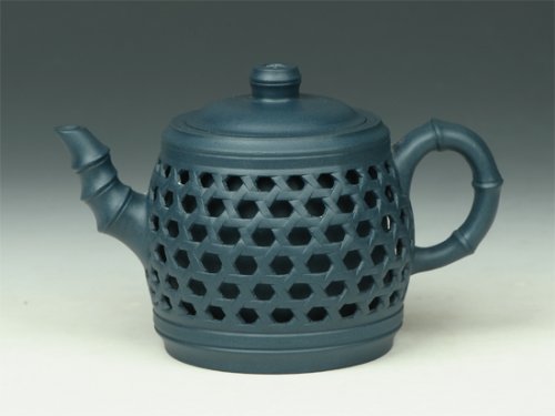 董建忠紫砂壶 双层镂空竹编 