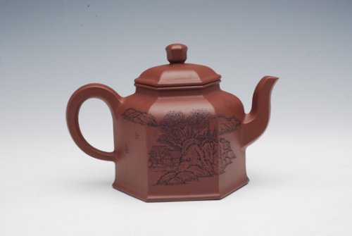 陈健紫砂壶 六方金钟 