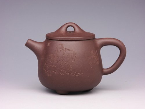 谈言炎紫砂壶 石瓢（何忍群刻绘） 