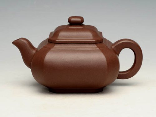 邵文紫砂壶 四方侧角 