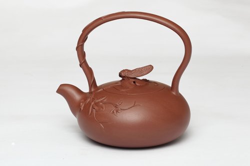 顾学中紫砂壶 静蝉提梁 