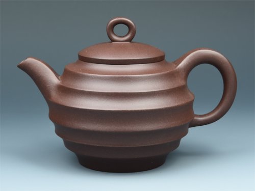 朱菊华紫砂壶 垒线 
