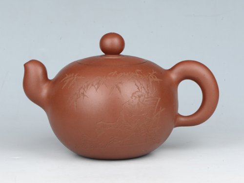 潘雪峰紫砂壶 东坡爱竹 容量：550cc 泥料：清水泥 