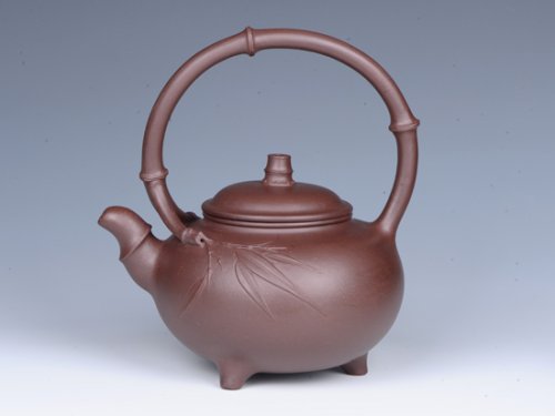 周庚大紫砂壶 智竹提梁 