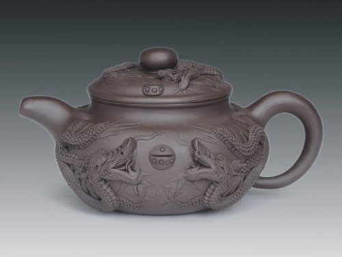 罗有财紫砂壶 堆龙仿古 