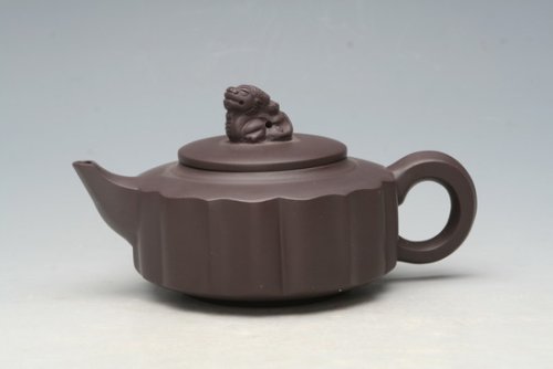 朱耀群紫砂壶 井瓤狮顶壶 
