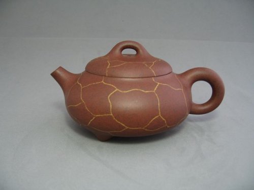 王杏军紫砂壶 开片圆瓢壶 