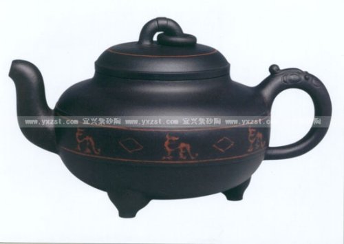 强德俊紫砂壶 嵌泥玉钵壶 