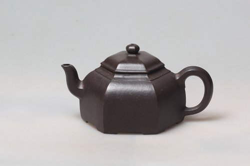 刘蓉萍紫砂壶 黑朱泥小六方 