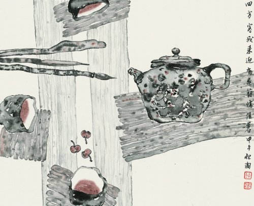 吴鸣紫砂壶 四方客我来迎 