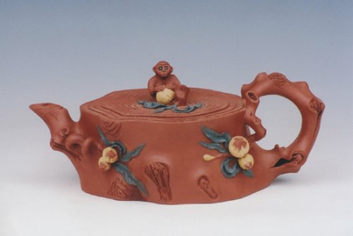 陈成紫砂壶 金猴尝仙（清水泥） 