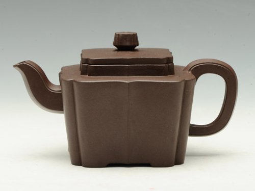 罗有财紫砂壶 抽角四方 