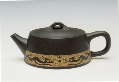 周军明紫砂壶 双龙戏珠 