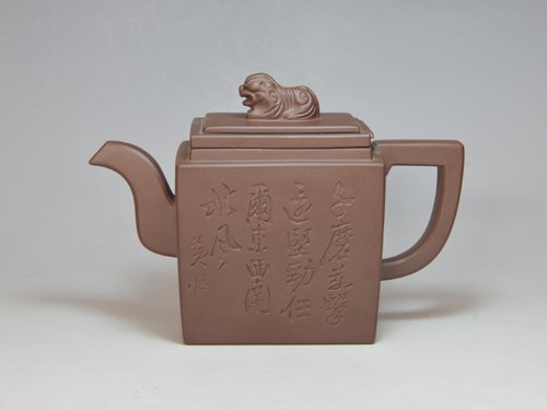吴祥大紫砂壶  蹬狮壶  400CC  拼紫泥 