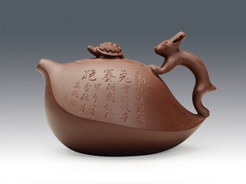 冯盘军紫砂壶 龟兔赛跑 