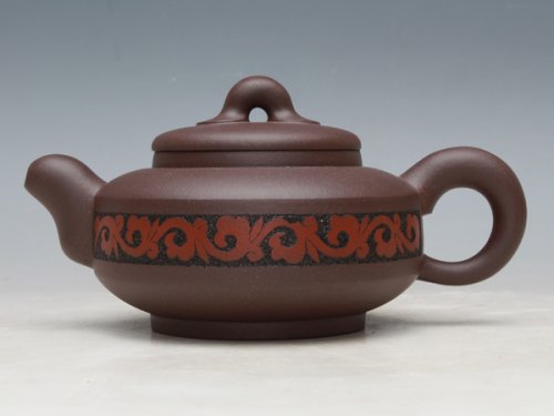 董建平紫砂壶 双色富贵 