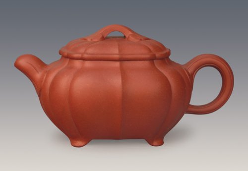 汤建林紫砂壶 腰圆菱花 