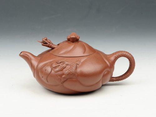 邵慧琴紫砂壶 扁鱼化龙 250cc 原矿朱泥 