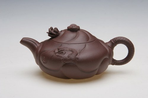 汪叶紫砂壶 鱼化龙壶 