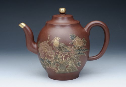 吴卫军紫砂壶 双凤富贵壶 