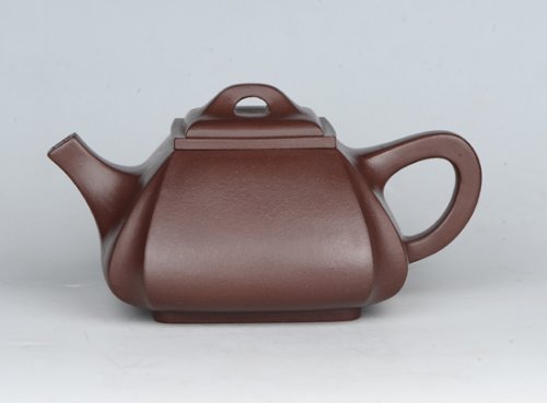 丁盛紫砂壶 四方抽角石瓢 