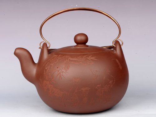 严伟亮紫砂壶 龙珠提梁 