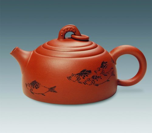 曹亚麟紫砂壶 鱼·刻鱼乐（壶） 