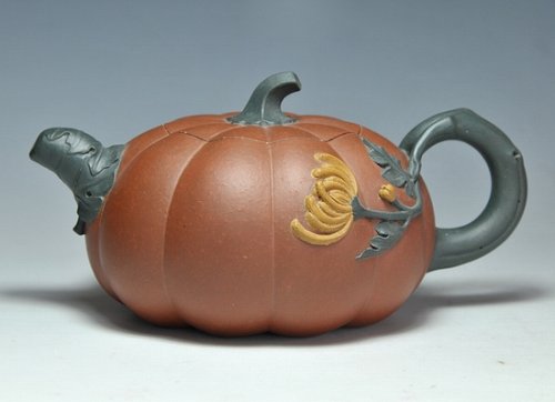 张金芳紫砂壶 双色金菊壶 