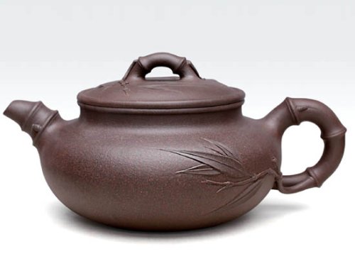 严志军紫砂壶 仿古竹  泥料：黑心紫泥  容量：500CC 