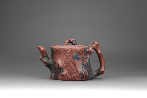 陈建勇紫砂壶 双色劲松壶（黄龙山原矿红皮龙） 