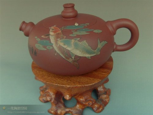 李经强紫砂壶 鱼乐 