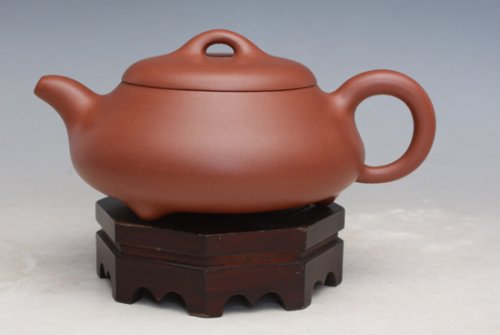 魏兰花紫砂壶 扁石瓢 