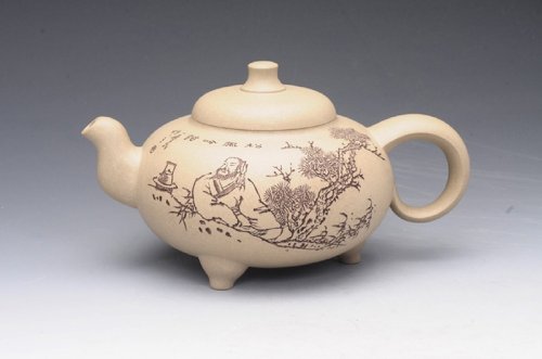 廖江玲紫砂壶 三足玲圆壶 