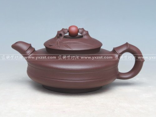 沈菊芳紫砂壶 双色竹鼓 